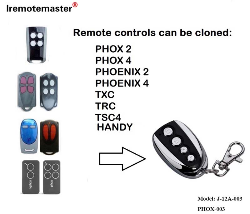 PHOENIX 2 4 TSC2 TSC4 HANDY2 အစားထိုး ကားဂိုဒေါင်တံခါး အဝေးထိန်းခလုတ် 433.92mhz အတွက်